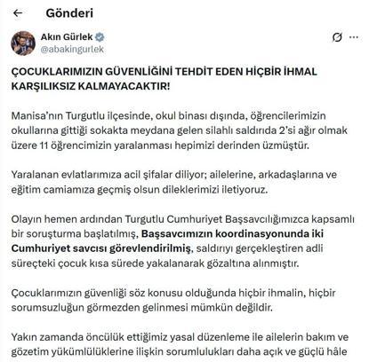 Bakan Gürlek'ten Manisa'daki saldırıya ilişkin açıklama