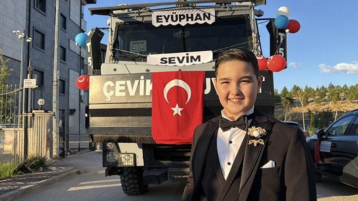 Şehit çocuğu Eyüphan’a TOMA’lı düğün konvoyu