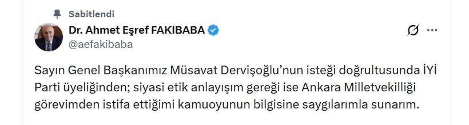 İYİ Partili Fakıbaba'dan istifa kararı