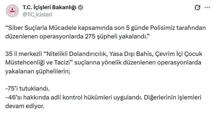 35 ilde siber suç operasyonu: 75 tutuklama