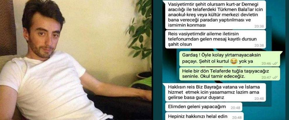 Şehit Astsubay Üstçavuşun vasiyeti: Telafer'e anaokulu yaptırın