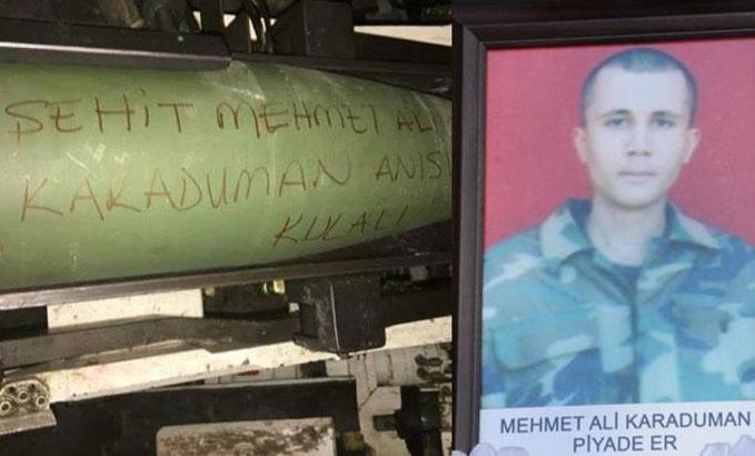 Kulalı şehidin ismi bombanın üzerine yazıldı