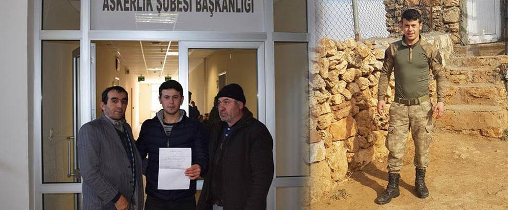Tezkeresini aldı, Afrin'e gitmek için askerlik şubesine başvurdu
