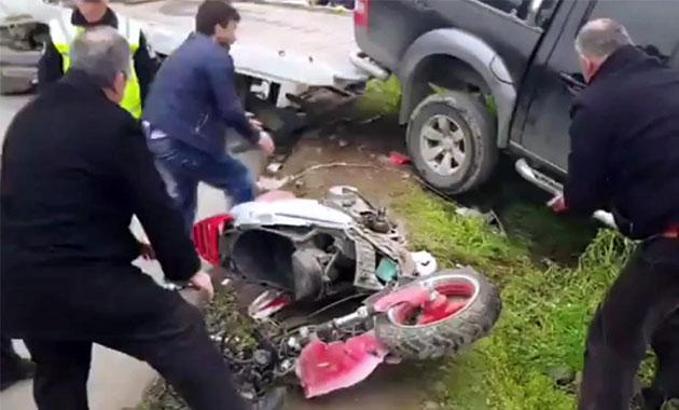 Motosiklet sürücüsünün öldüğü kaza güvenlik kamerasında