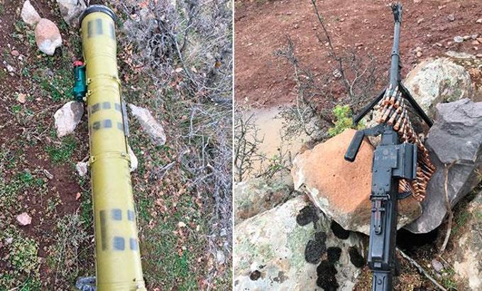 Teröristlerin kaçtıkları köyde lav silahları ele geçti