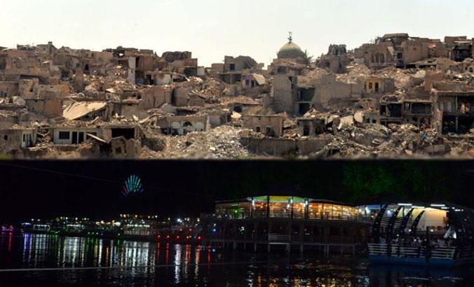 Musul'un bir yanında enkaz, bir yanında renkli gece hayatı