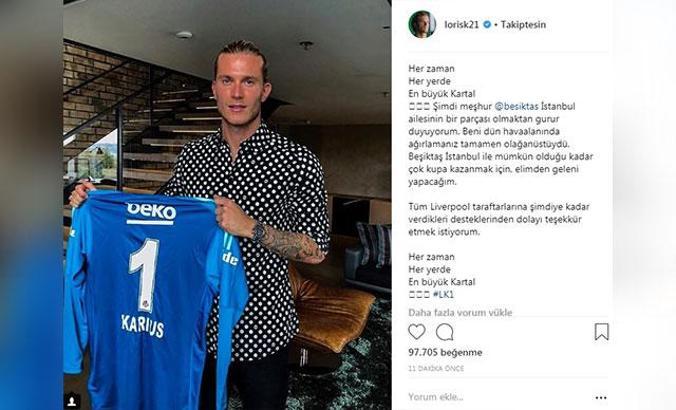 Loris Karius'tan Beşiktaş paylaşımı