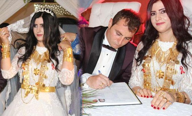 Aşiret düğününde geline 3 kilo altın takıldı