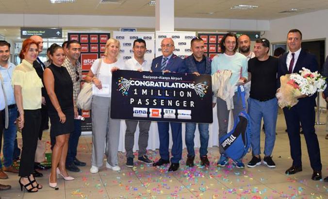 Gazipaşa-Alanya Havalimanı 1 milyonuncu yolcusunu karşıladı