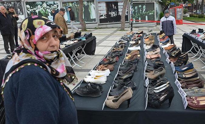 Bu ayakkabılar erkek şiddeti kurbanı 307 kadını simgeliyor