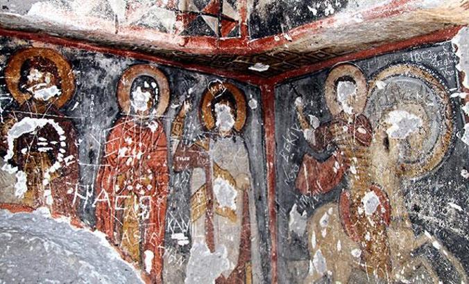 Soğanlı Ören Yeri'nde kilise duvarlarındaki tahribata tepki