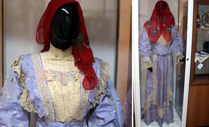 Müzede sergilenen 150 yıllık gelinlik ilgi çekiyor