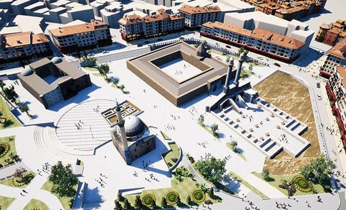 Sivas'ta tarihi eserlerin çevresindeki binalara cephe düzenlemesi
