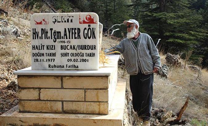 Çoban, kadın pilotun şehit olduğu yerde mezar oluşturdu