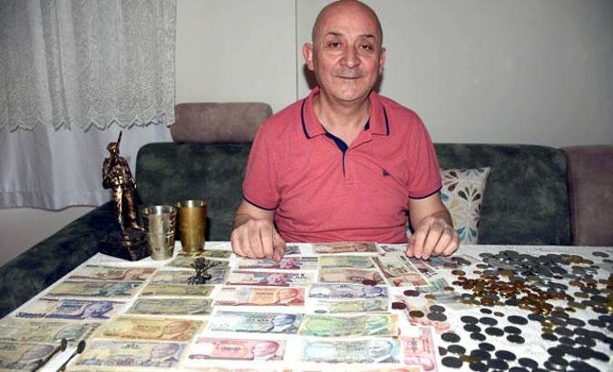 40 yılda 100 bin lira değerinde para koleksiyonu oluşturdu