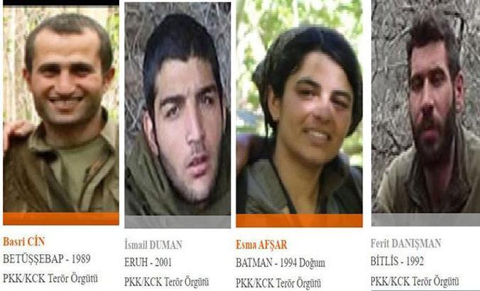 Etkisiz hale getirilen 4 terörist, turuncu ve gri kategoriden