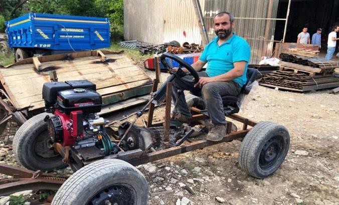 Jeneratör motoruyla tarım aracı yaptı