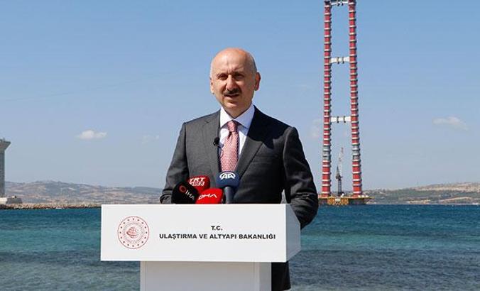 Bakan Karaismailoğlu, 1915 Çanakkale Köprüsü'nün 318 metrelik kulesine çıkıp, incelemede bulundu