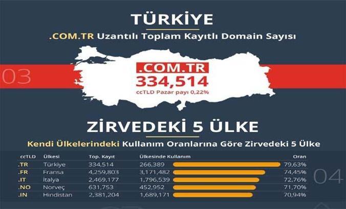 Türkiye, ülke uzantılı alan adı kullanımında dünya lideri