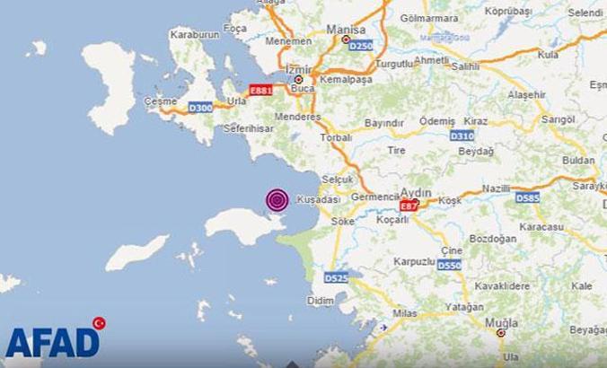 Kuşadası Körfezi'nde 4.5 büyüklüğünden deprem