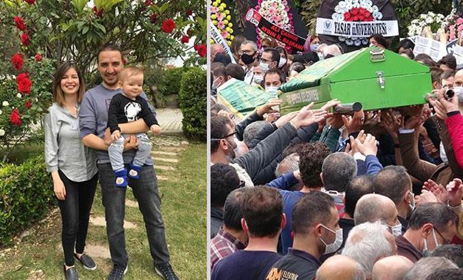 Depremde yaşamını yitiren 3 kişilik Küçükyumuk ailesi, son yolculuklarına uğurlandı