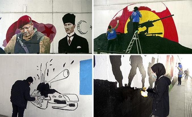 Kırıkkale'de, alt geçit duvarlarına kahramanların resimleri asılıyor