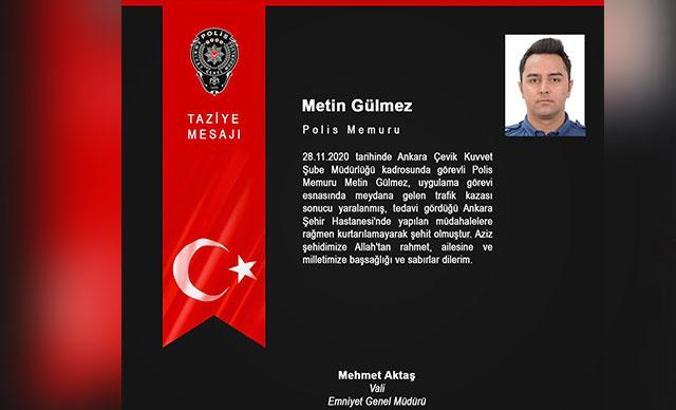Kazada yaralanan polis memuru, şehit oldu