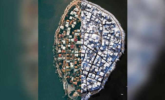Türkiye'nin Venedik'i Gölyazı'nın yaz ve kış hali aynı karede