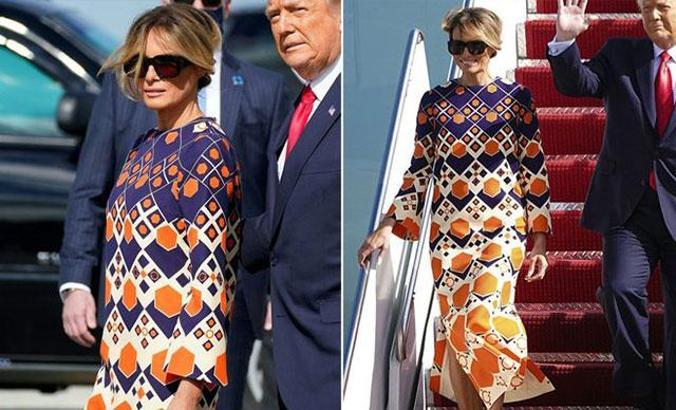 Trump çifti Florida’ya indi: Melania Trump’ın elbisesi dikkat çekti