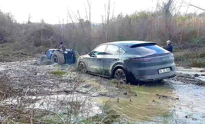 Emrecan Sabancı’nın lüks cipi dere yatağına saplandı