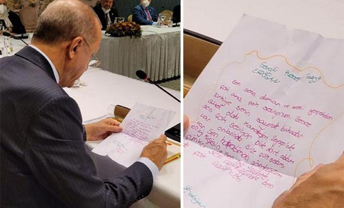 Cumhurbaşkanı Erdoğan'a minik Sena'dan sevgi dolu mektup