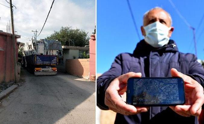 TIR’ların evlere zarar verdiği dar sokakta vatandaşların 'navigasyon' tepkisi