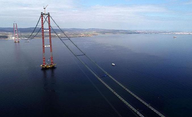 1915 Çanakkale Köprüsü'nde ana kabloların montajı devam ediyor