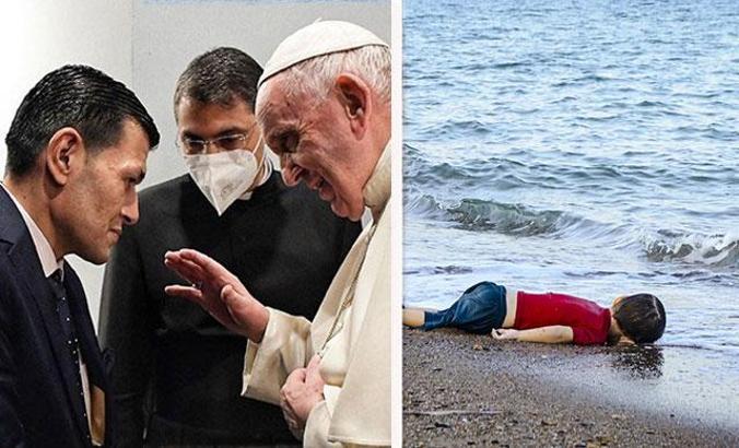 Papa ile görüşen Aylan bebeğin babası: Tabloyu insanların o olayı hatırlaması için verdim