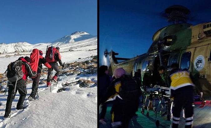 Mahsur kaldıkları dağdan helikopterle kurtarılan 2 kadın dağcının yeri cep telefonu sinyalinden belirlenmiş