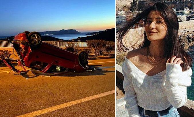 Kayalıklara çarpan otomobilden fırlayan Burcu, öldü