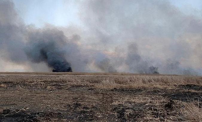 Eber Gölü'nde 6 ayrı noktada sazlık yangını