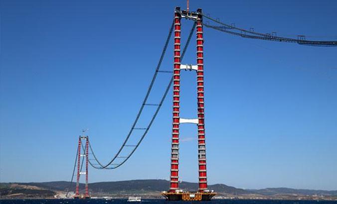 1915 Çanakkale Köprüsü ana kablolarının 92'ncisi çekildi