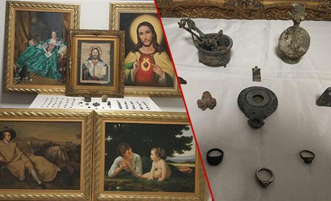 Otomobilde 85 adet tarihi eser ele geçirildi