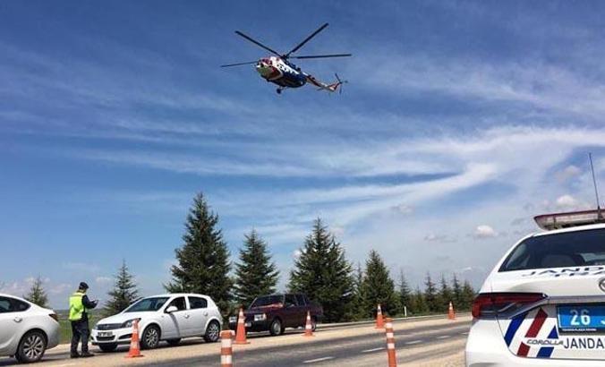 Eskişehir'de havadan trafik denetimi; 27 sürücüye 8 bin lira ceza