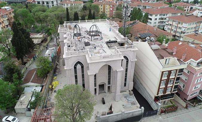 Cumhuriyet tarihinin ilk Süryani Kilisesi'nin inşaatında son durum havadan görüntülendi