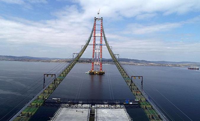 1915 Çanakkale Köprüsü'nde ana halatların montajı tamamlandı