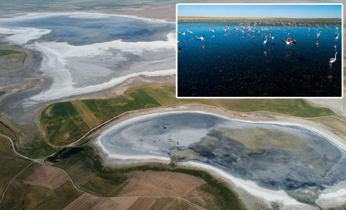 Flamingo cenneti Düden Gölü ile komşusu Küçük Göl kurudu