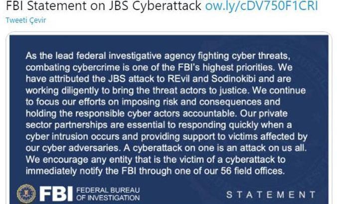 FBI: Siber saldırının sorumlularının adalete teslim edilmesi için çalışılıyor