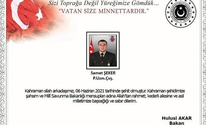 MSB: 1 asker şehit oldu