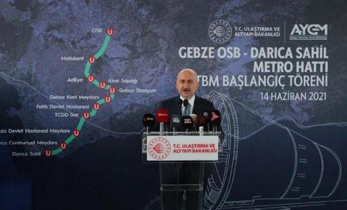 Gebze-Darıca metro hattı 2023 yılında hizmete girecek