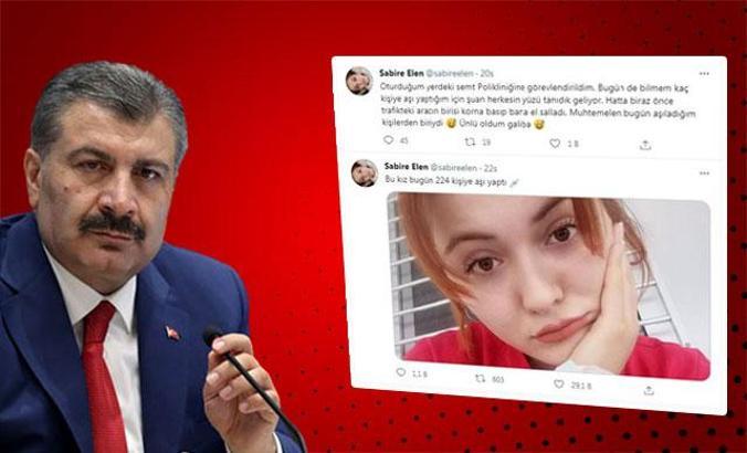 Bakan Koca'dan aşı yapmaktan yorgun düşen hemşireye teşekkür