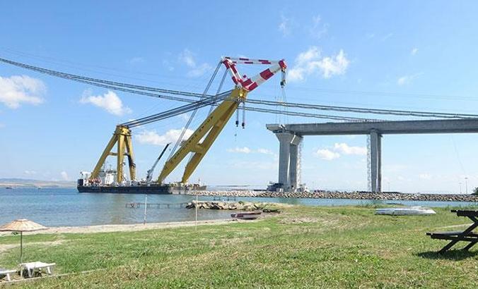 1915 Çanakkale Köprüsü'ne ilk tabliye bloğun montajı yapıldı