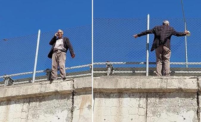 İneklerinin otlatılmasına izin verilmeyince köprüye çıktı