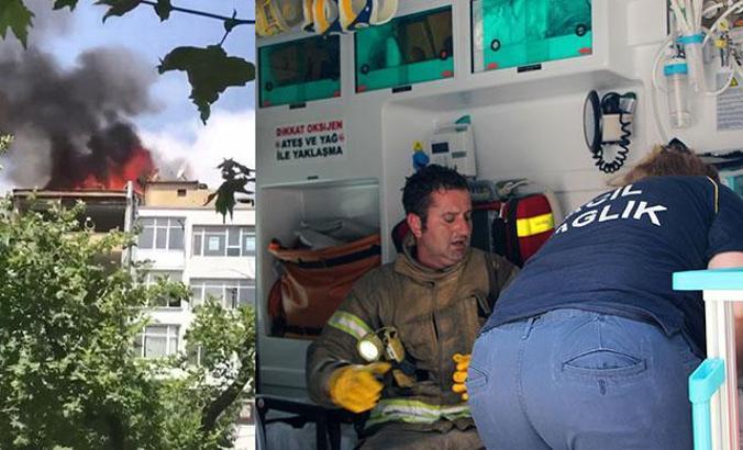 Beşiktaş'ta çatı alev alev yandı; itfaiye eri dumandan etkilendi
